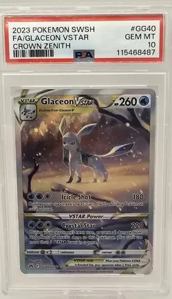 Pokemon Glaceon VSTAR Crown Zenith Galarian Gallery Full Art #GG40 PSA 10 - Image 1