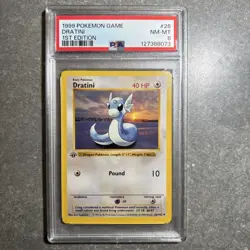 1999 Pokemon Dratini 1st Edition #26/102 Base Set Shadowless PSA 8 NM-MT - Image 1