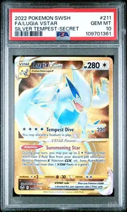 PSA 10 - 2022 POKEMON SWSH #211/195 FA/ LUGIA VSTAR SILVER TEMPEST GOLD SECRET - Image 1