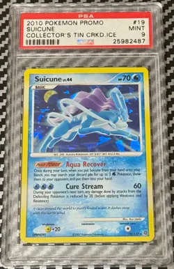 2010 Pokemon Collectors Tin Promo # 19 Suicune Cracked Ice Holo PSA 9 Card MINT! - Image 1