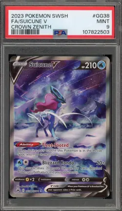 Pokemon Suicune V Crown Zenith Galarian Gallery Full Art #GG38 PSA 9 Mint - Image 1