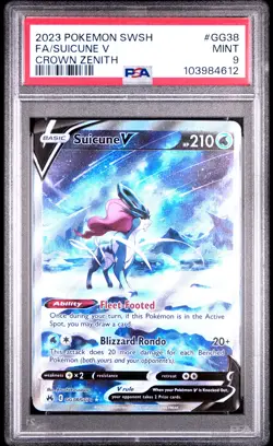 2023 POKEMON SWORD & SHIELD CROWN ZENITH #GG38 FULL ART/SUICUNE V PSA 9 - Image 1