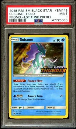 PSA 9 MINT Suicune SM149 PRERELEASE HOLO PROMO Lost Thunder Pokemon Card CS4-666 - Image 1