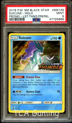 PSA 9 MINT Suicune SM149 PRERELEASE HOLO PROMO Lost Thunder Pokemon Card CS4-666 - Image 2