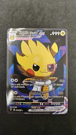 Vegeta Pikachu VCOS Holo Non-TCG Fan Art 001/055 Pokemon Card - Image 1
