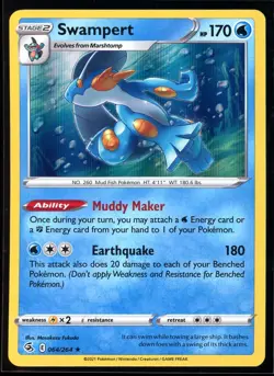 2021 Sword & Shield - Fusion Strike Swampert Holo Rare Pokemon Card #64 - Image 1