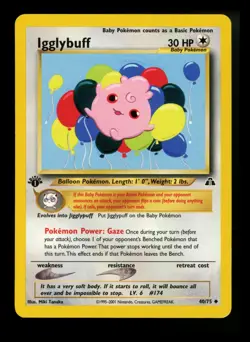 1st Edition Igglybuff 40/75 Neo Discovery 2001 WOTC Pokemon Card TCG - Image 1