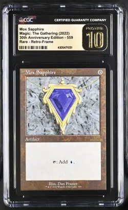 Mox Sapphire (CGC PRISTINE 10) - Retro Frame - MTG 30th Anniversary Edition - Image 1