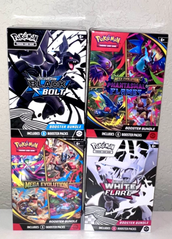 Pokemon Booster Bundle Lot Black Bolt, Mega Evolution, Phantasmal, White Flare - Image 1