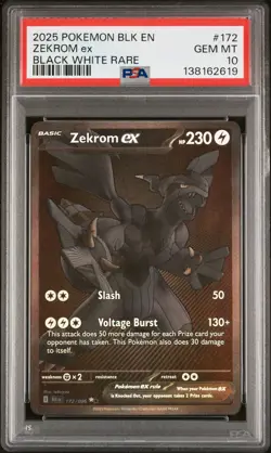2025 POKEMON BLK EN-BLACK BOLT BLACK WHITE RARE #172 ZEKROM EX PSA 10 - Image 1