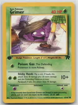 1st Edition Vintage Pokemon Card Grimer Common Team Rocket 57/82 VLP - Image 1