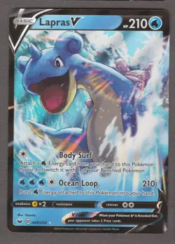 Lapras V 049/202 Ultra Rare Holo Pokemon Sword & Shield Base Set 2020 NM - Image 1