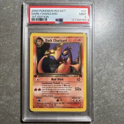 Pokemon Dark Charizard TCG Non-Holo Rare Card 21/82 1st Edition PSA9 Mint 2000 - Image 1