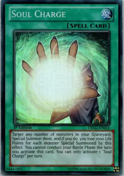 Yugioh Soul Charge DRLG-EN014 1st Edition Super Rare NM - Image 1