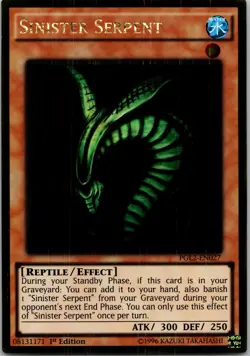 Yugioh Sinister Serpent PGL2-EN027 1st Edition Gold Rare NM - Image 1