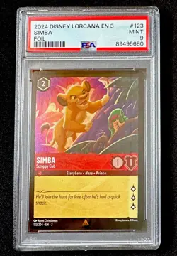 PSA 9 Simba Scrappy Cub Foil 2024 Disney Lorcana EN 3 Inklands Graded Card - Image 1