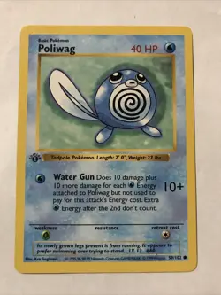 Pokemon TCG Poliwag Base Set 59/102 Regular 1st Edition Common Card Shadowless - Image 1