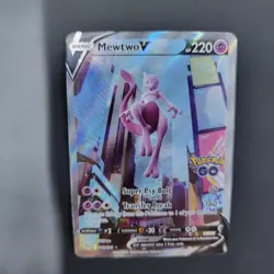 Pokemon Go Mewtwo v 2022 Full Art Rare Holo Card 072/078 TCG NM - Image 3
