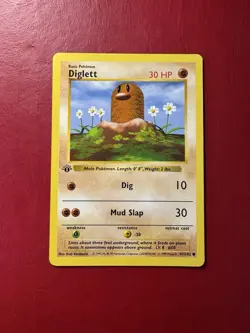 Diglett 47/102 Shadowless 1st Edition Base Set Pokemon Card MP No Creases - Image 1