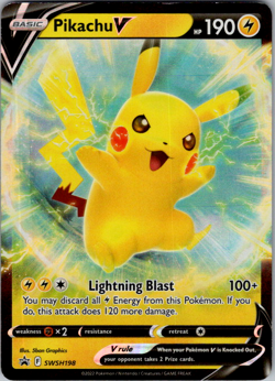 Pikachu V - SWSH198 - Pokemon Sword & Shield Promo Ultra Rare Holo Card NM - Image 1