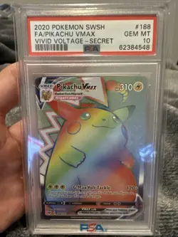 Pokemon Vivid Voltage Pikachu VMAX Rainbow Secret Rare Full Art 188/185 PSA 10 - Image 1