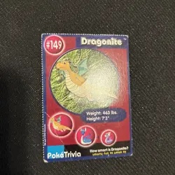 PokeTrivia Card #149 DRAGONITE, 1999 Burger King Promo, Pokemon Movie HP - Image 4
