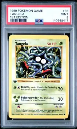 Tangela #66 - 1999 Pokemon Base Set 1st Edition - PSA 9 - Image 1