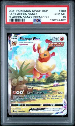 2021 POKEMON SWSH BLACK STAR PROMO #180 FULL ART/FLAREON VMAX PSA 10 - Image 1