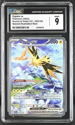 Zapdos EX *CGC 9* Special Illustration Rare *Scarlet & Violet 151* #202 *Pokemon - Image 1