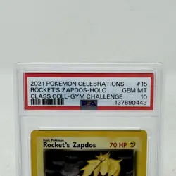2021 POKEMON CELEBRATIONS CLASSIC COLLECTION #15 ROCKET'S ZAPDOS HOLO PSA 10 - Image 2