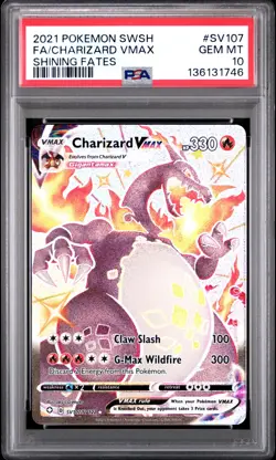 2021 POKEMON SWORD & SHIELD SHINING FATES #SV107 FULL ART/CHARIZARD VMAX PSA 10 - Image 1