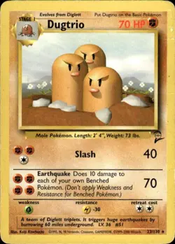 Pokemon Dugtrio Base Set 2 023/130 Light Play LP+ or Better - Image 1