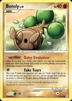 Pokemon Bonsly Diamond and Pearl 71/130 Light Play LP+ or Better - Image 1