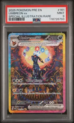 2025 POKEMON PRISMATIC EVOLUTIONS SPECIAL ILLUSTRATION RARE UMBREON EX PSA 9 - Image 1