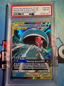 2019 POKEMON SM BLACK STAR PROMO #SM166 MAGIKARP & WAILORD GX PSA 8 - Image 1