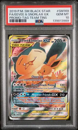 2019 POKEMON SM BLACK STAR PROMO #SM169 FULL ART/EEVEE & SNORLAX GX PSA 10 - Image 1