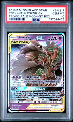 2019 POKEMON SM BLACK STAR PROMO #SM217 TREVENANT & DUSKNOIR GX PSA 10 - Image 1