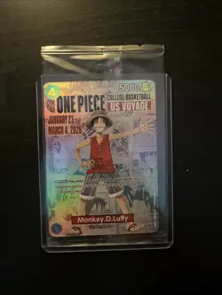 One Piece Monkey D Luffy College Basketball Promo Card Sealed - Rutgers - Image 1