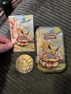 Pokemon Prismatic Evolutions Mini Tin Jolteon - Empty No Cards - coin & art - Image 1