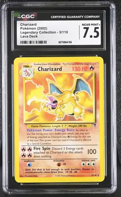 CGC 7.5 Charizard Legendary Collection Non-Holo 3/110 Lava Deck Pokemon Card - Image 1