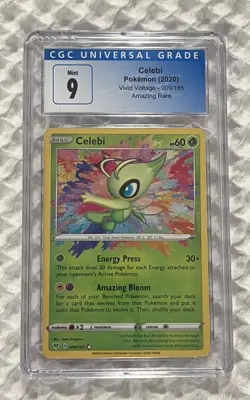 Pokemon TCG Celebi Vivid Voltage Holo Card 009/185 CGC 9 Mint - Image 1