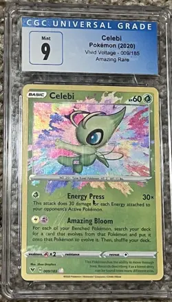 Pokemon TCG Celebi Vivid Voltage Holo Card 009/185 CGC 9 Mint - Image 2