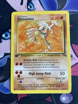 Pokemon Card - Hitmonlee Fossil 22/62 1st Edition LP+ - Image 1