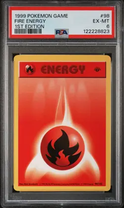 1999 POKEMON BASE SET 1ST EDITION #98 FIRE ENERGY PSA 6 - Image 1