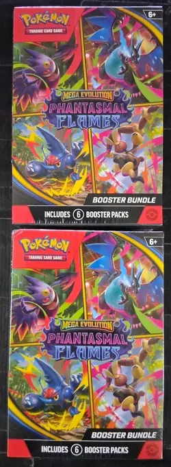 2 Sealed Pokemon Phantasmal Flames Booster Bundles Mega Evolution MP0004 - Image 1