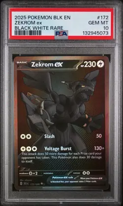 Pokemon 2025 Zekrom ex 172/086 Black White Rare Black Bolt GEM MINT PSA 10 - Image 1