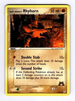 Team Magma's Rhyhorn - 67 Team Magma vs Team Aqua #67 (2004) Common NM Pokemon - Image 1
