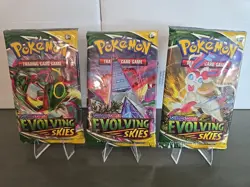 Pokemon TCG Sword & Shield Evolving Skies Booster Pack Lot Of 3 Random Pack Art 820650808777 - Image 1