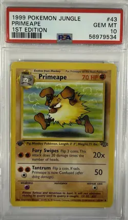 1999 Pokemon Jungle 1st Edition #43 Primeape PSA 10 - Image 1