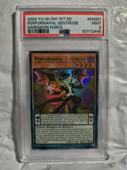 2022 Yu-Gi-Oh! 1st Edition Performapal Gentrude Dimension Force #EN001 PSA 9 - Image 1